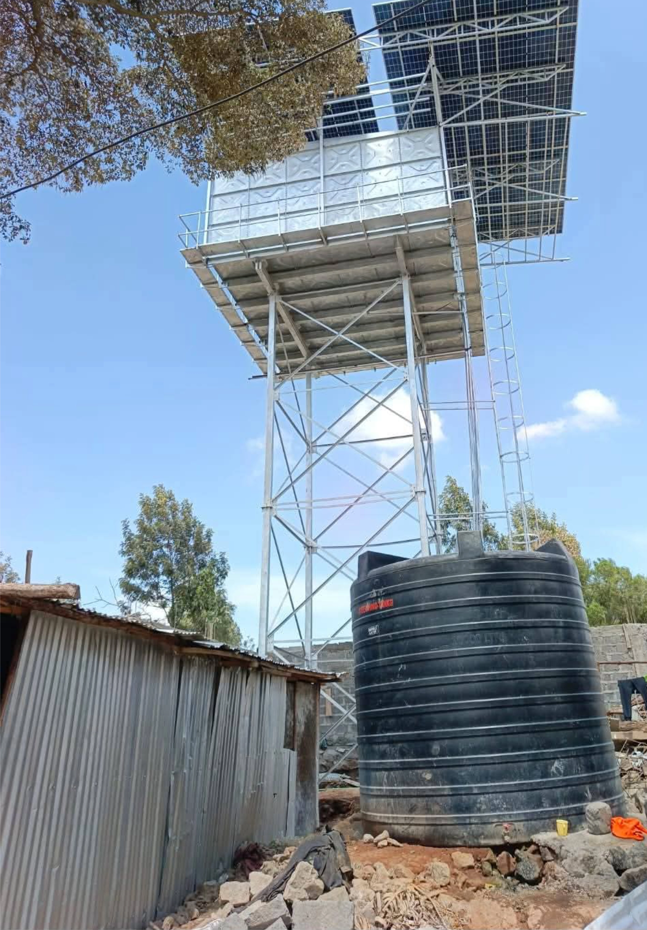 Water tower installation structure