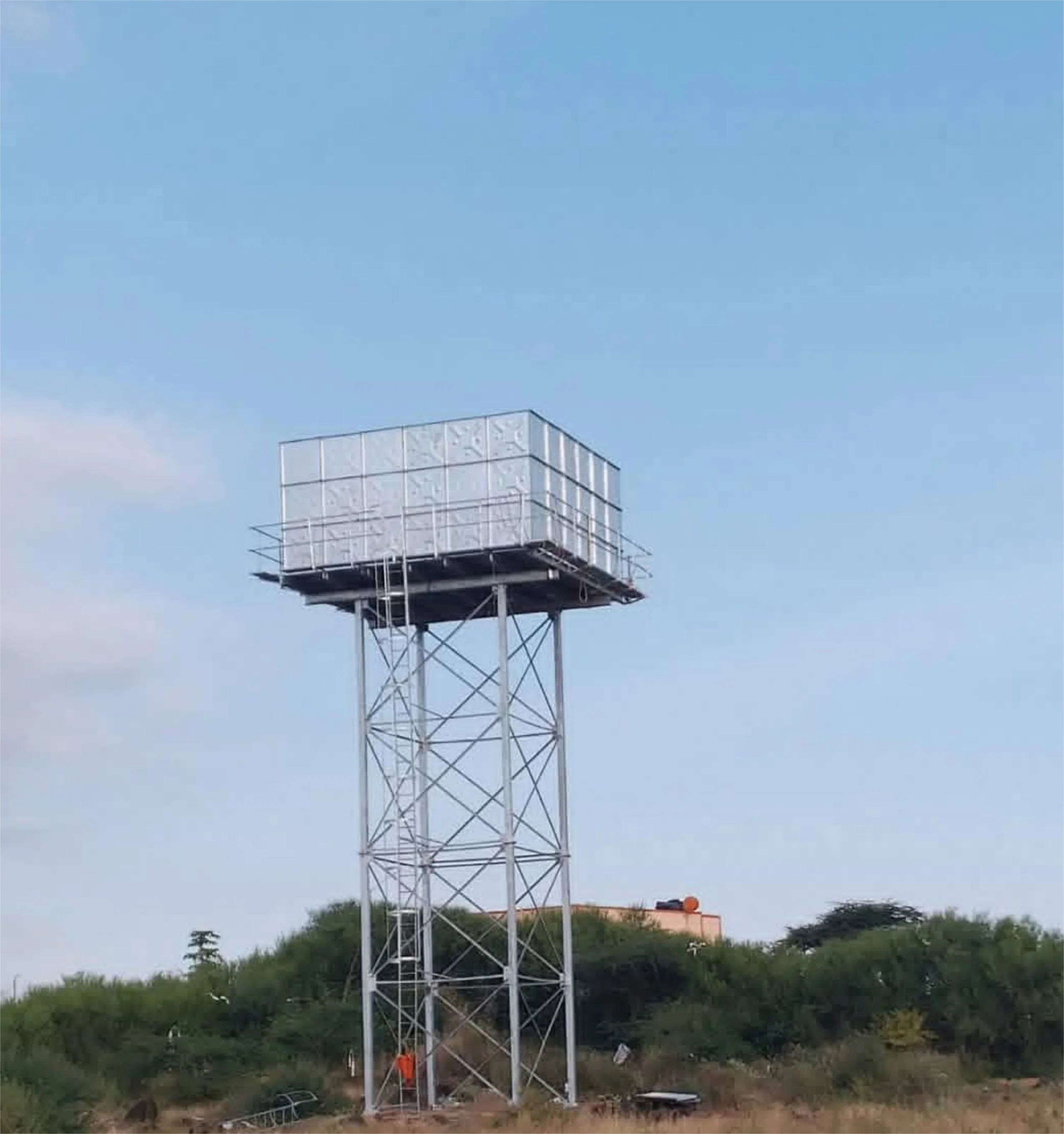 Elevated water tank installation for water storage